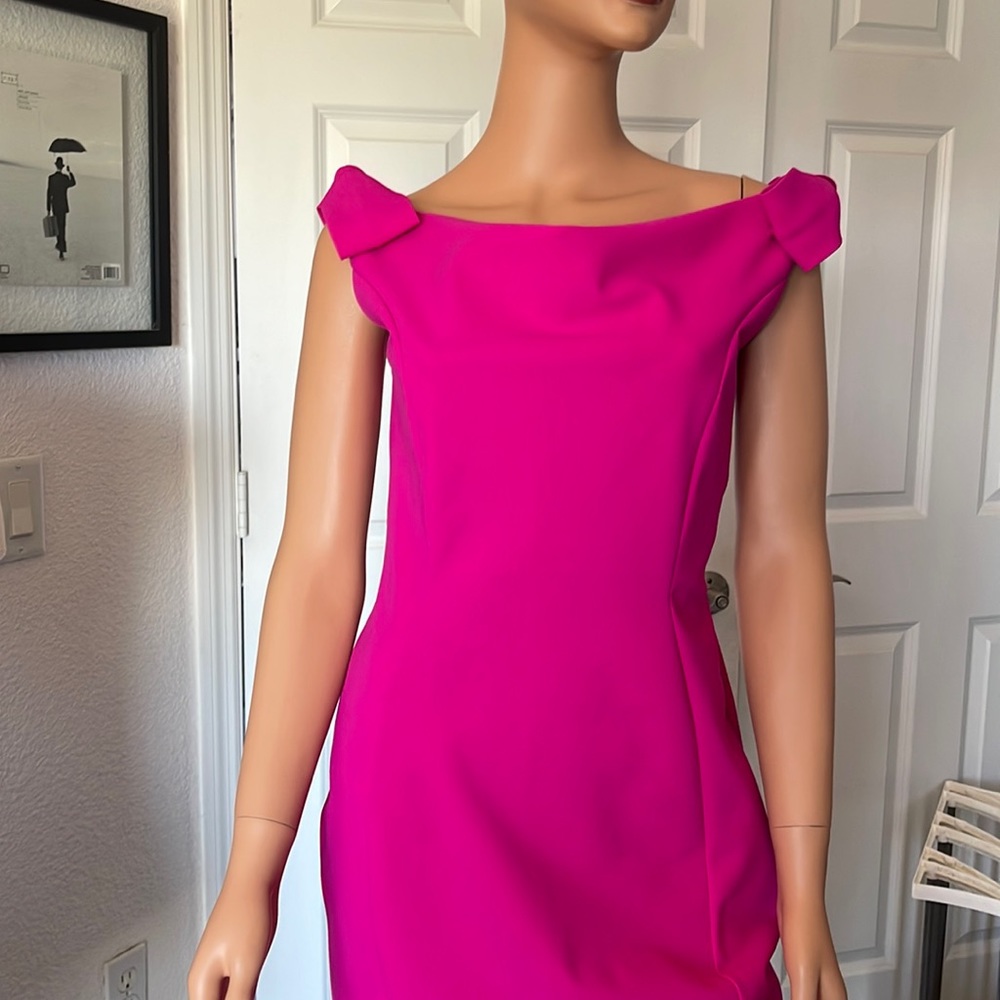 GORGEOUS CHIARA BONI La Petite Robe bow dress. Magenta. Sz 44 Italian/ 8 US. EUC